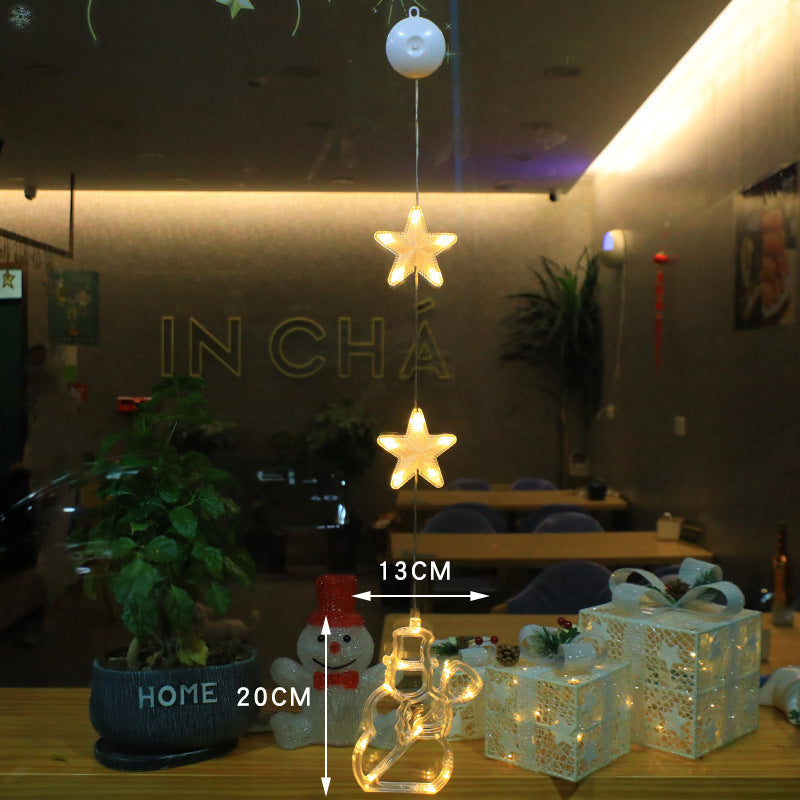 3pcs LED Light Star Hanging Sucker Lamp Window Ornaments Decoration for Home