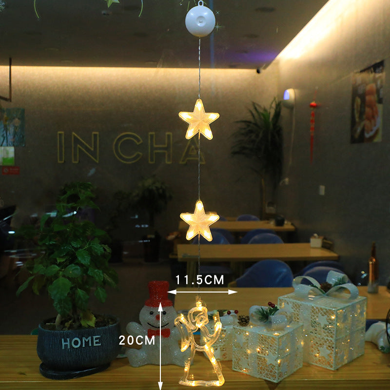 3pcs LED Light Star Hanging Sucker Lamp Window Ornaments Decoration for Home