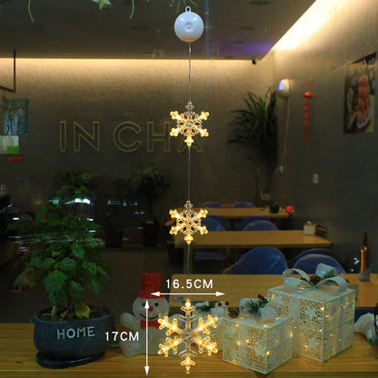 3pcs LED Light Star Hanging Sucker Lamp Window Ornaments Decoration for Home