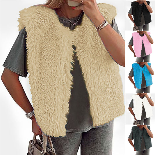 Women's Plush Vest Sleeveless Women's Fashion Tops