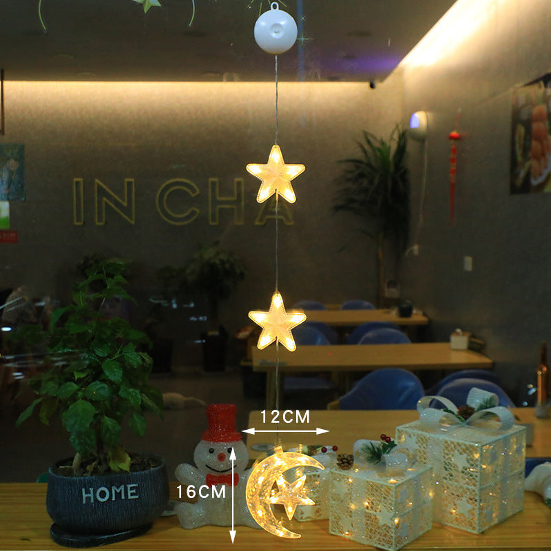 3pcs LED Light Star Hanging Sucker Lamp Window Ornaments Decoration for Home