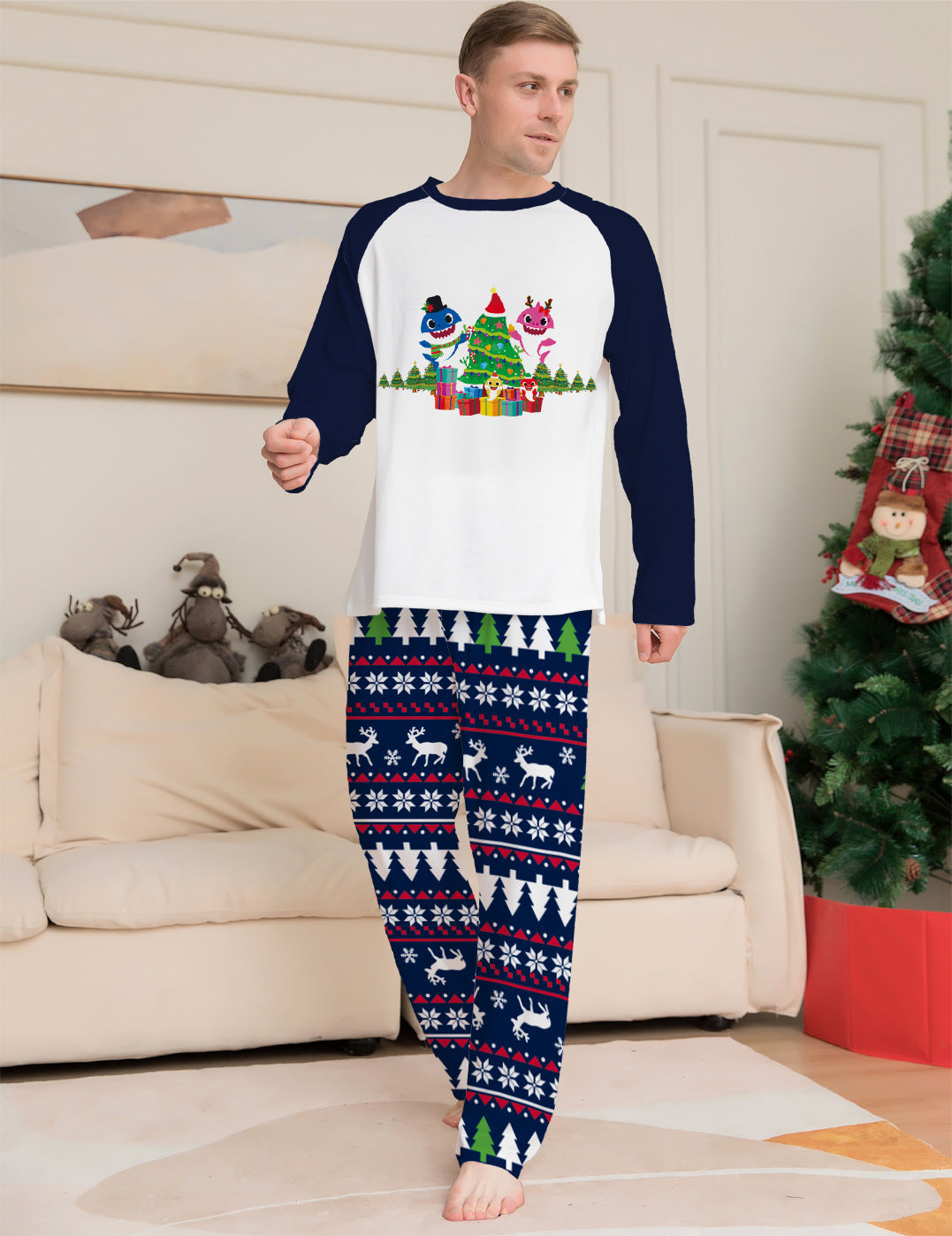 Matching Pajamas Set Long Sleeve Sleepwear Nightwear