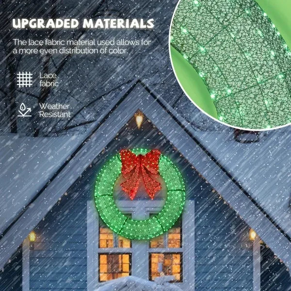 48in Pre-Lit Outdoor Christmas Wreath Decoration