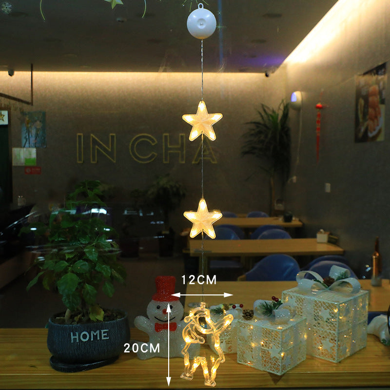3pcs LED Light Star Hanging Sucker Lamp Window Ornaments Decoration for Home