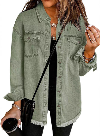 Washed Denim Shirt Jacket Women's European And American