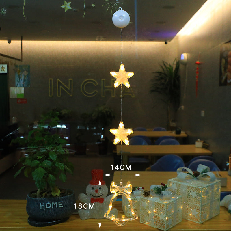 3pcs LED Light Star Hanging Sucker Lamp Window Ornaments Decoration for Home