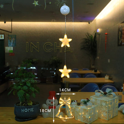 3pcs LED Light Star Hanging Sucker Lamp Window Ornaments Decoration for Home