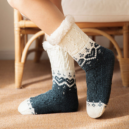Love Knitted Plush Floor Socks Winter Warm Non-Slip Carpet Socks Christmas Home Women