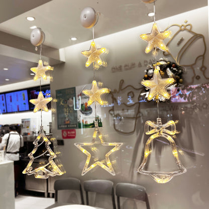 3pcs LED Light Star Hanging Sucker Lamp Window Ornaments Decoration for Home