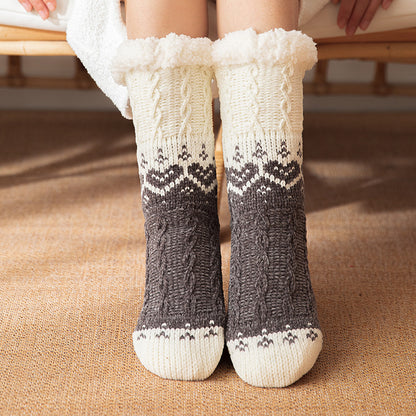Love Knitted Plush Floor Socks Winter Warm Non-Slip Carpet Socks Christmas Home Women