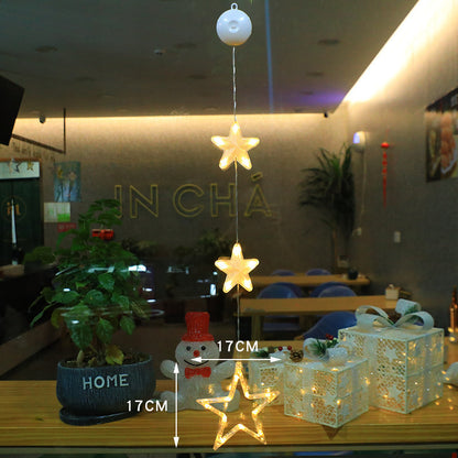 3pcs LED Light Star Hanging Sucker Lamp Window Ornaments Decoration for Home