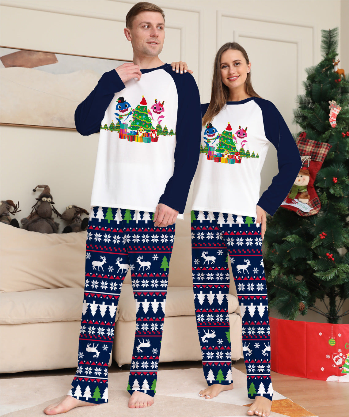 Matching Pajamas Set Long Sleeve Sleepwear Nightwear