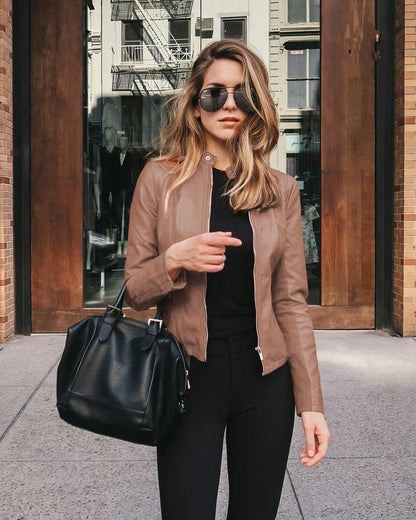 Winter Women's Fashion Leather Suit Jacket